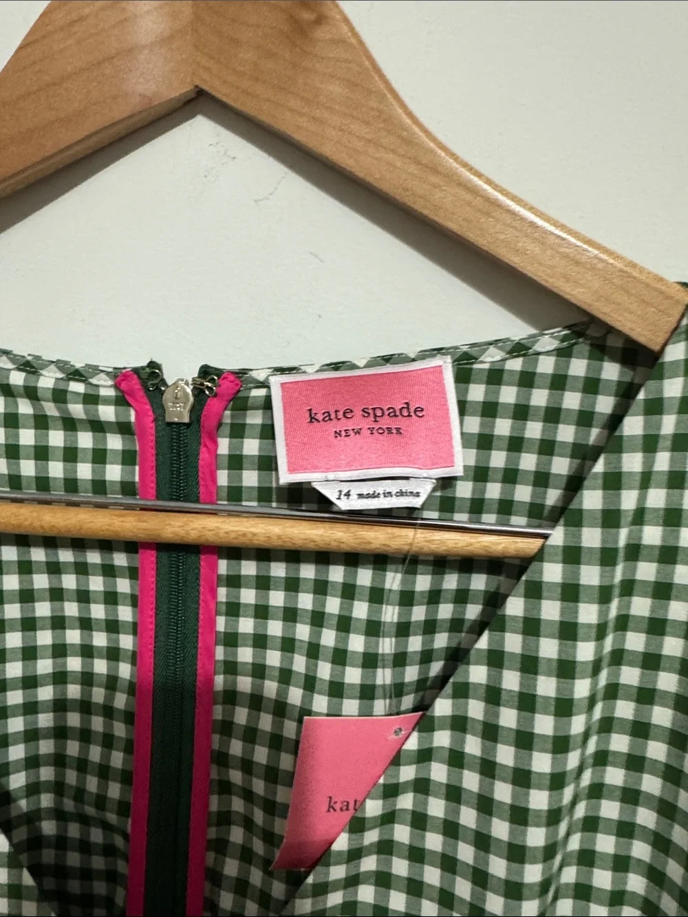 NWT V-neck Green Gingham Dress 💚
